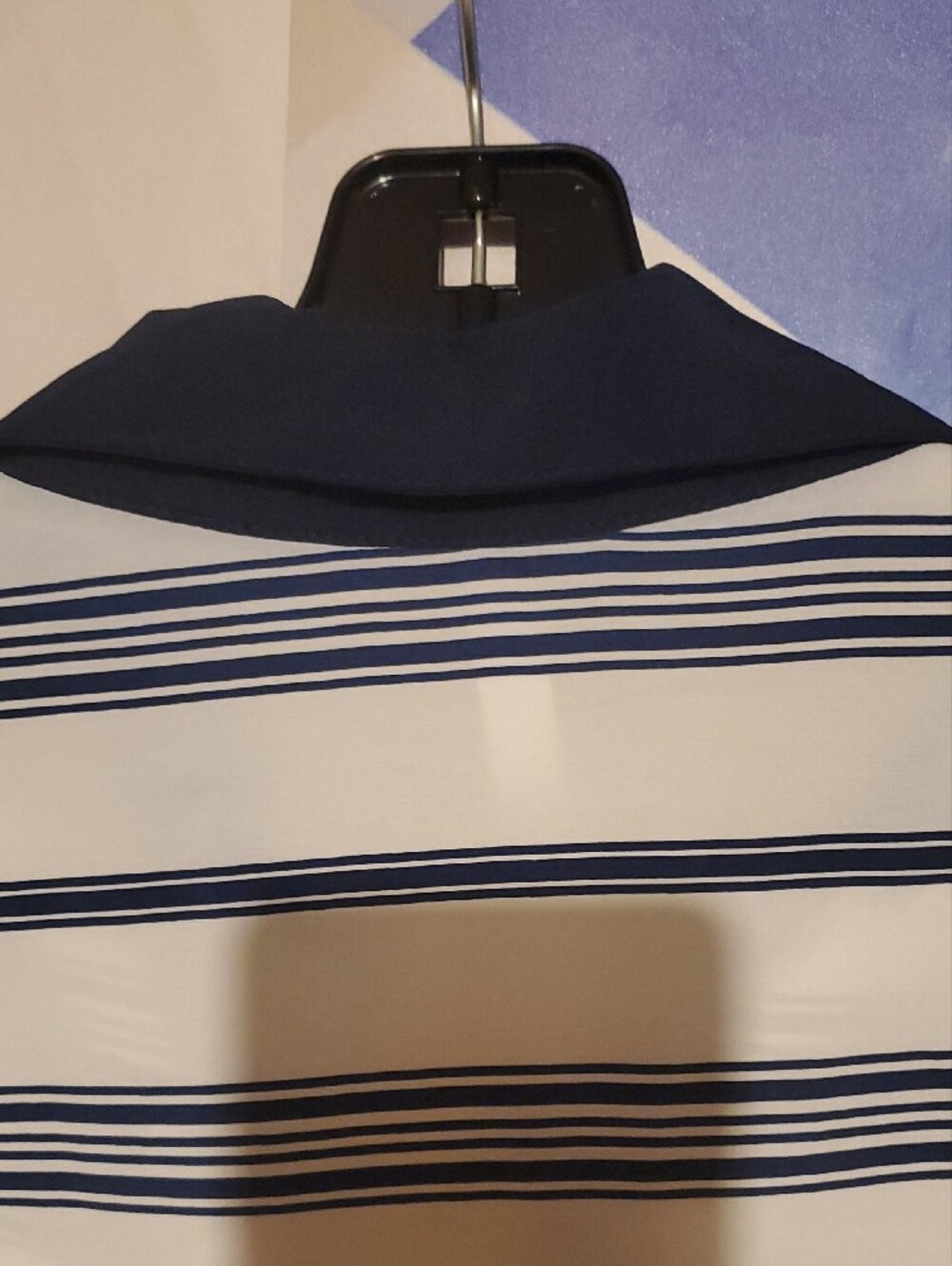 NY Collection White & Navy Striped Button-Down Polo Shirt - Picture 7 of 9